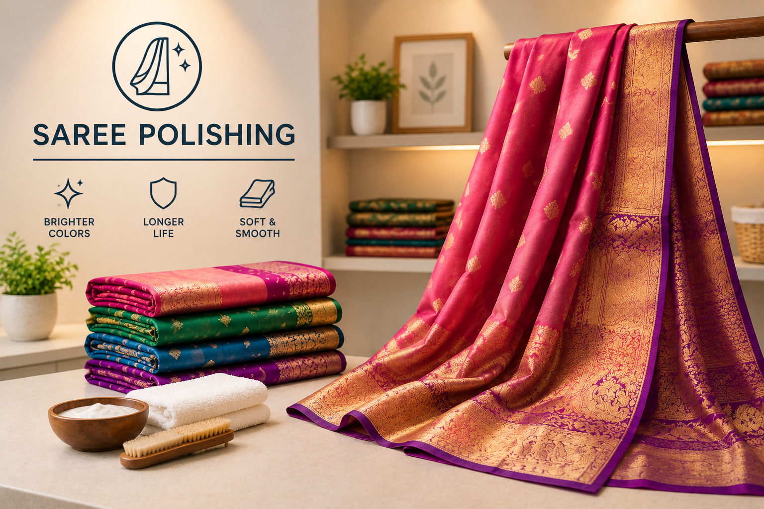 Saree cleaning and polishing